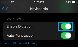 Enable Dictation on iPhone