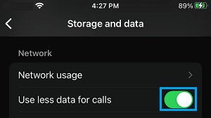 Use Less Data For Calls Option on iPhone