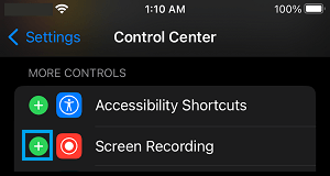 Add Screen Recording Option to Control Center