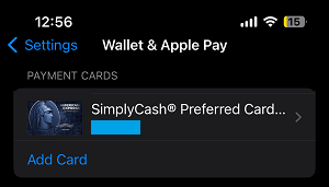 Select Credit Card On Wallet & Apple Pay