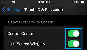Enable Control Center on iPhone
