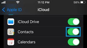 Enable iCloud Contacts on iPhone