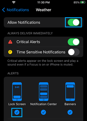 Enable Weather Alerts on iPhone