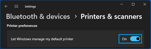 Allow Windows to Manage Default Printer