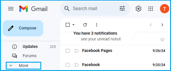 Open More Sidebar Menu Items in Gmail