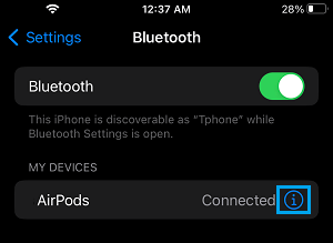 Open AirPods Details On iPhone