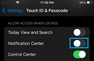 Disable Access to Notification Center From Lock Screen on iPhone