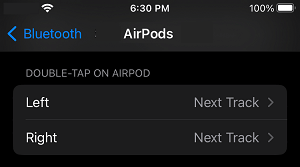 Right And Left AirPods Settings Option on iPhone