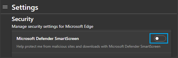 Disable Microsoft Defender SmartScreen in Edge Browser