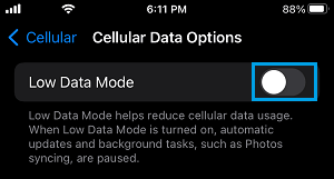 Enable Low Data Mode For Cellular on iPhone