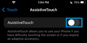 Disable AssistiveTouch on iPhone