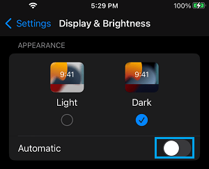 Disable Automatic Brightness on iPhone