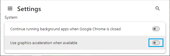 Disable Graphics Acceleration When Available Option in Chrome