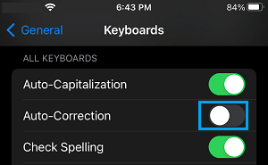 Disable Auto-correction on iPhone