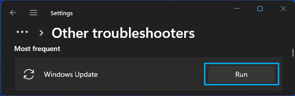 Run Window 11 Update Troubleshooter